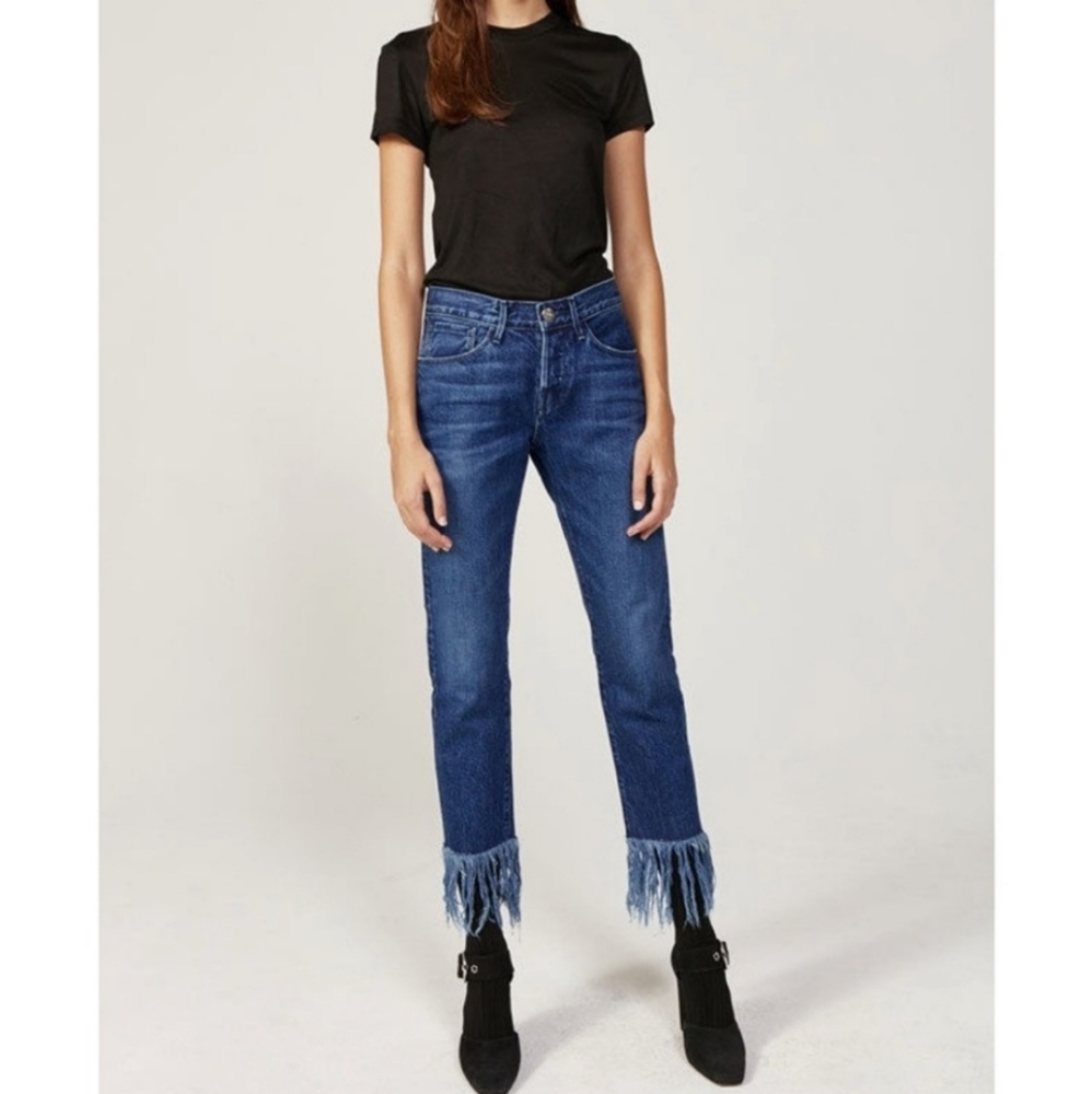 3x1 NYC Fringe Straight Crop Selvedge Jeans Lima Mid Wash - Picture 14 of 14